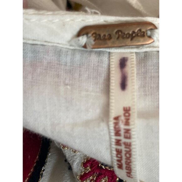 Free People Sweet Escape Embroidered Boho Peasant Folklore Dress White Red XS - Picture 10 of 12